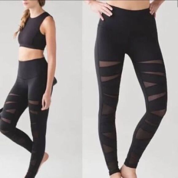 Lululemon High Rise Wunder Under Tech Mesh Black 6 - Picture 1 of 7